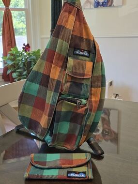 KAVU Multicolor Plaid Rope Sling Bag